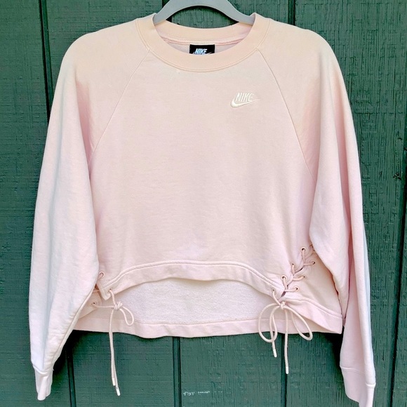 Nike Tops - NIKE Corset Laced Cropped Hi Lo Oversized Sweatshirt Size S~ VGC